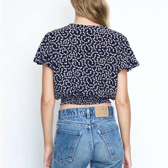 Faithfull the Brand Icon Top in Navy Pin Up Bow Print - Picture 3 of 12